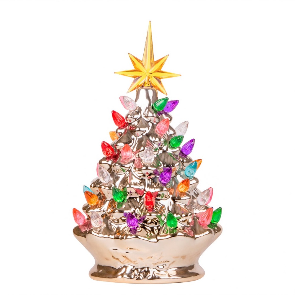 Illuminated Ceramic Christmas Tree with Multicolor Lights